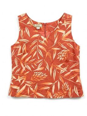 Vintage Tommy Bahama Silk Tropical Shell Top Size 10 Y2K Boho Hibiscus Blouse
